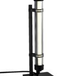 Modern tabletop tubular light with minimalist black metal stand and LED tube design for interior decorative lighting