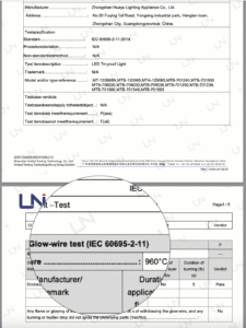 pass 960 glow wire test