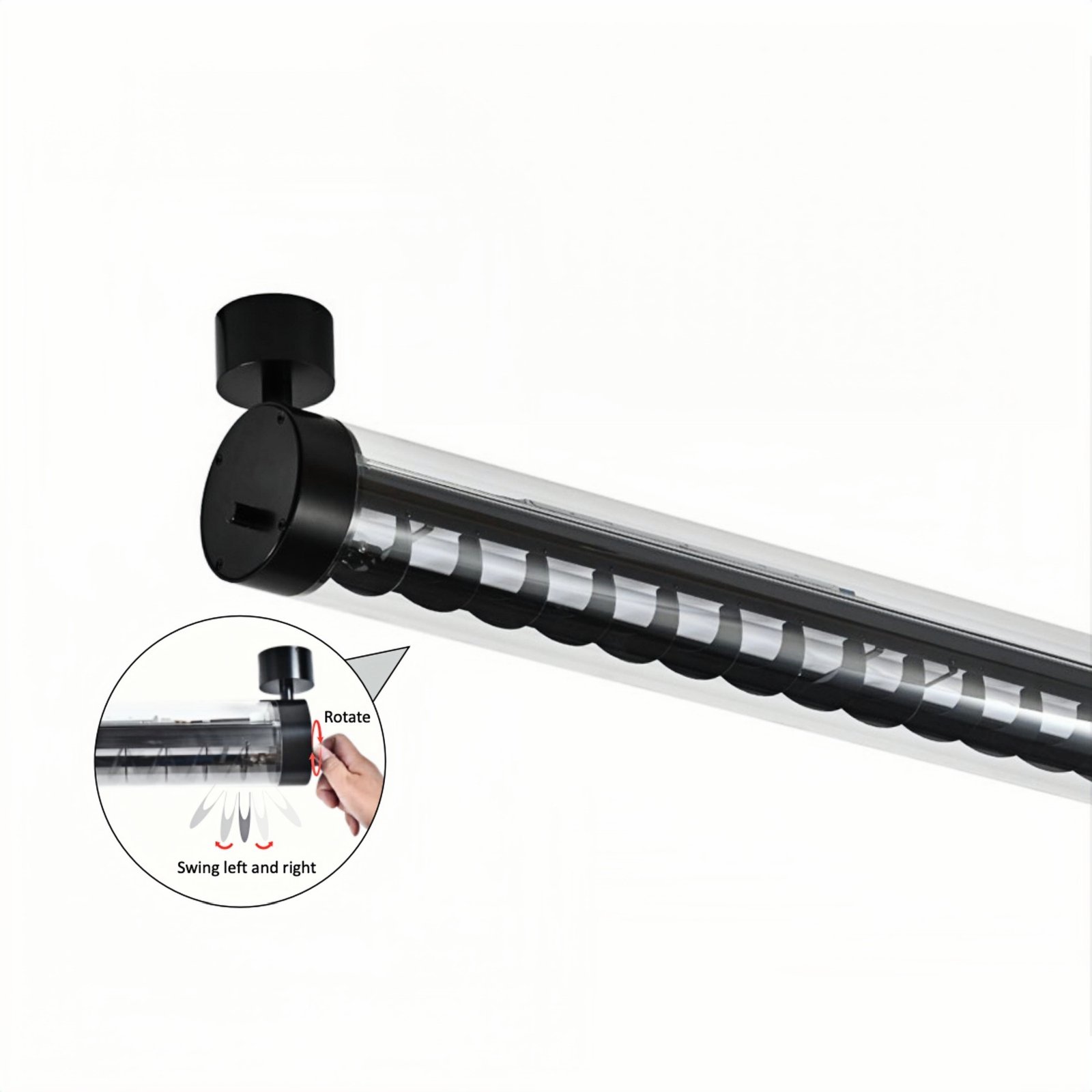 Aero Architectural Tubular Luminaire AREO aluminum louver system with rotary knob for adjustable light direction and glare control