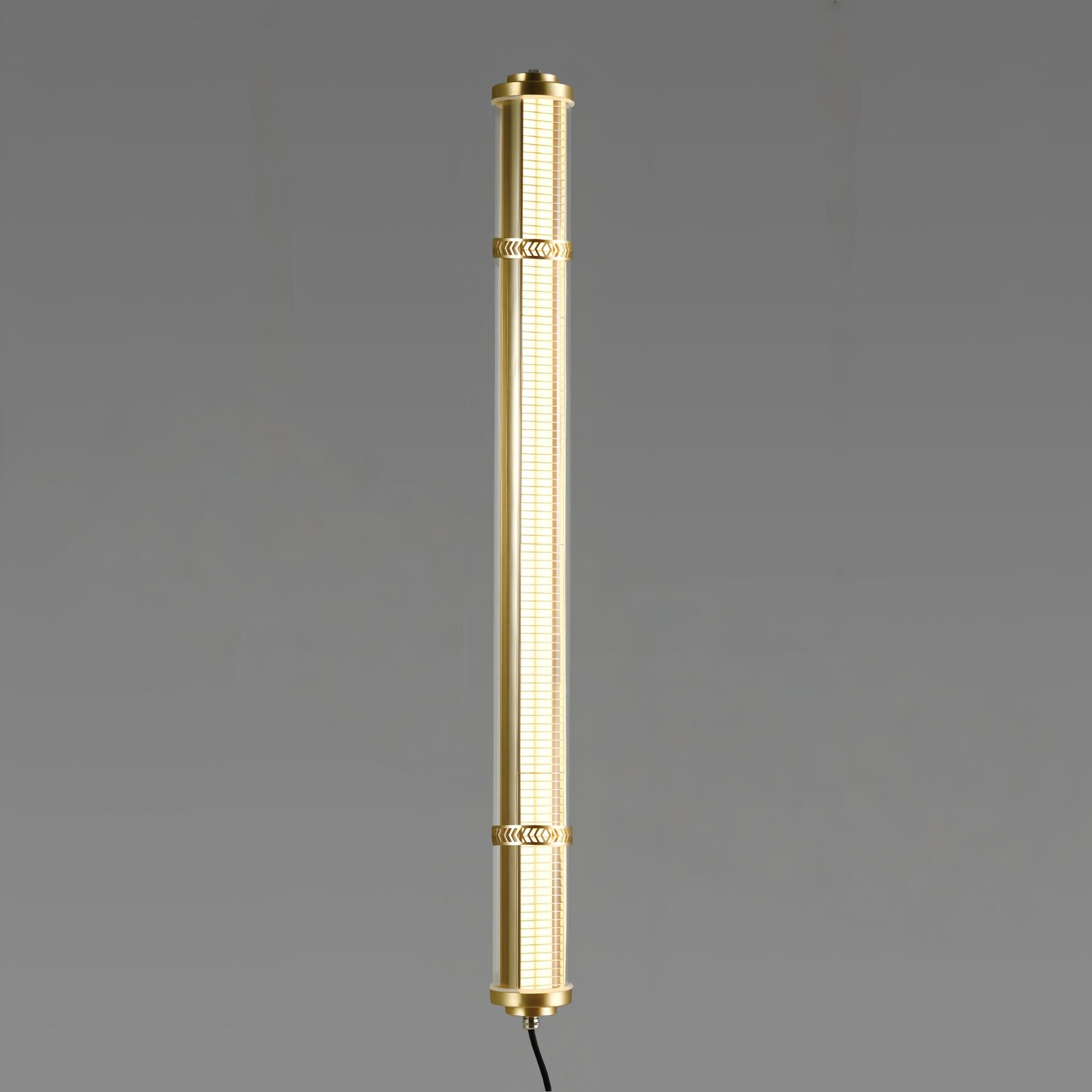 Aurelia Architectural Tubular Luminaire Aurelia up and down lighting tubular pendant with integrated grille, architectural brass LED suspension light