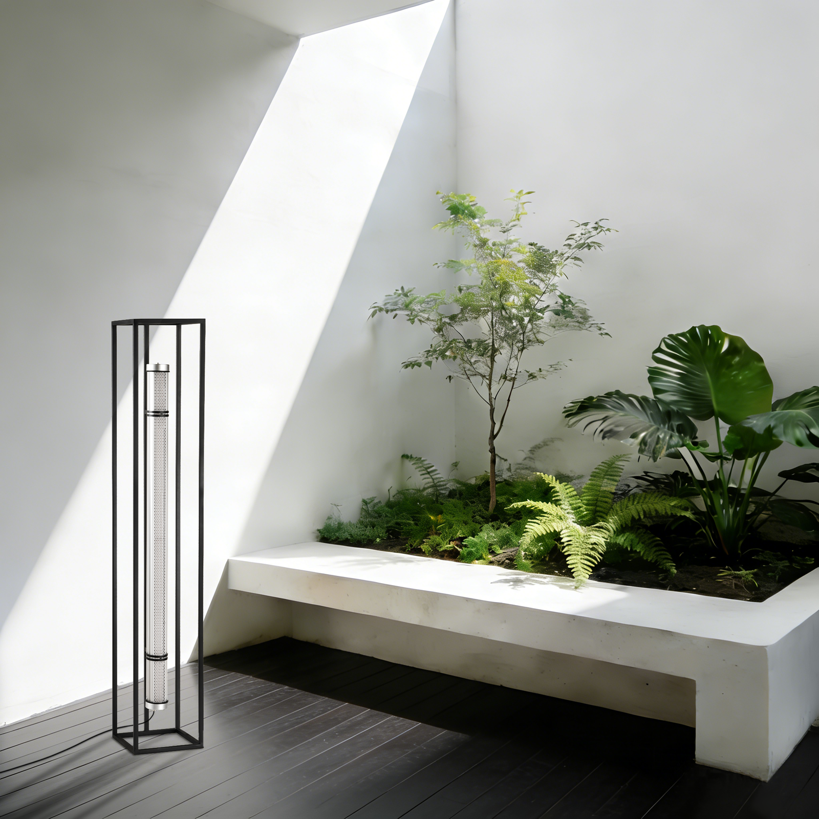 Framea Floor Architectural Tubular Floor Lamp MANI designer floor lamp with tubular light and minimalist square structure