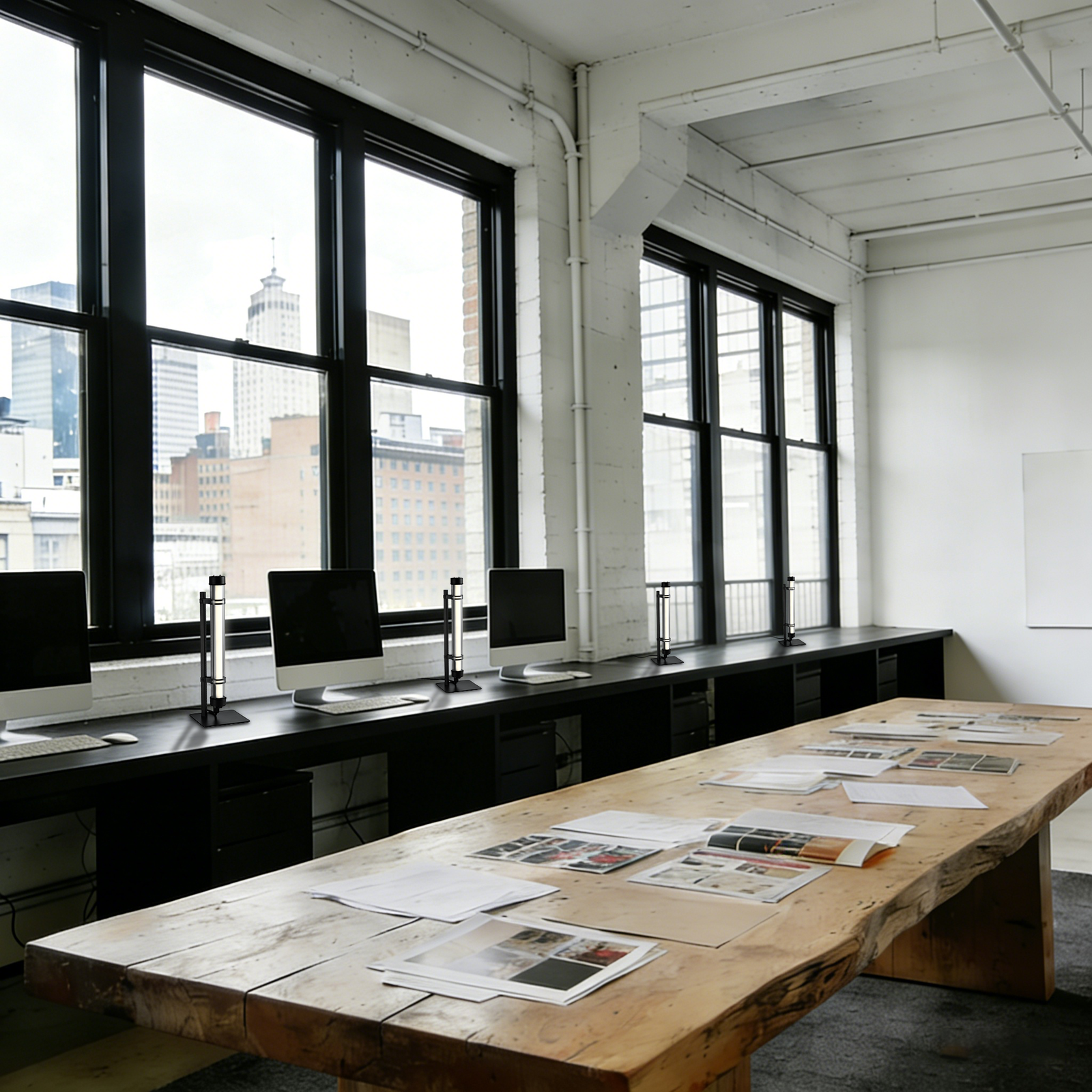 Axis Desk modular desk lamp with interchangeable tubular light and metal support frame