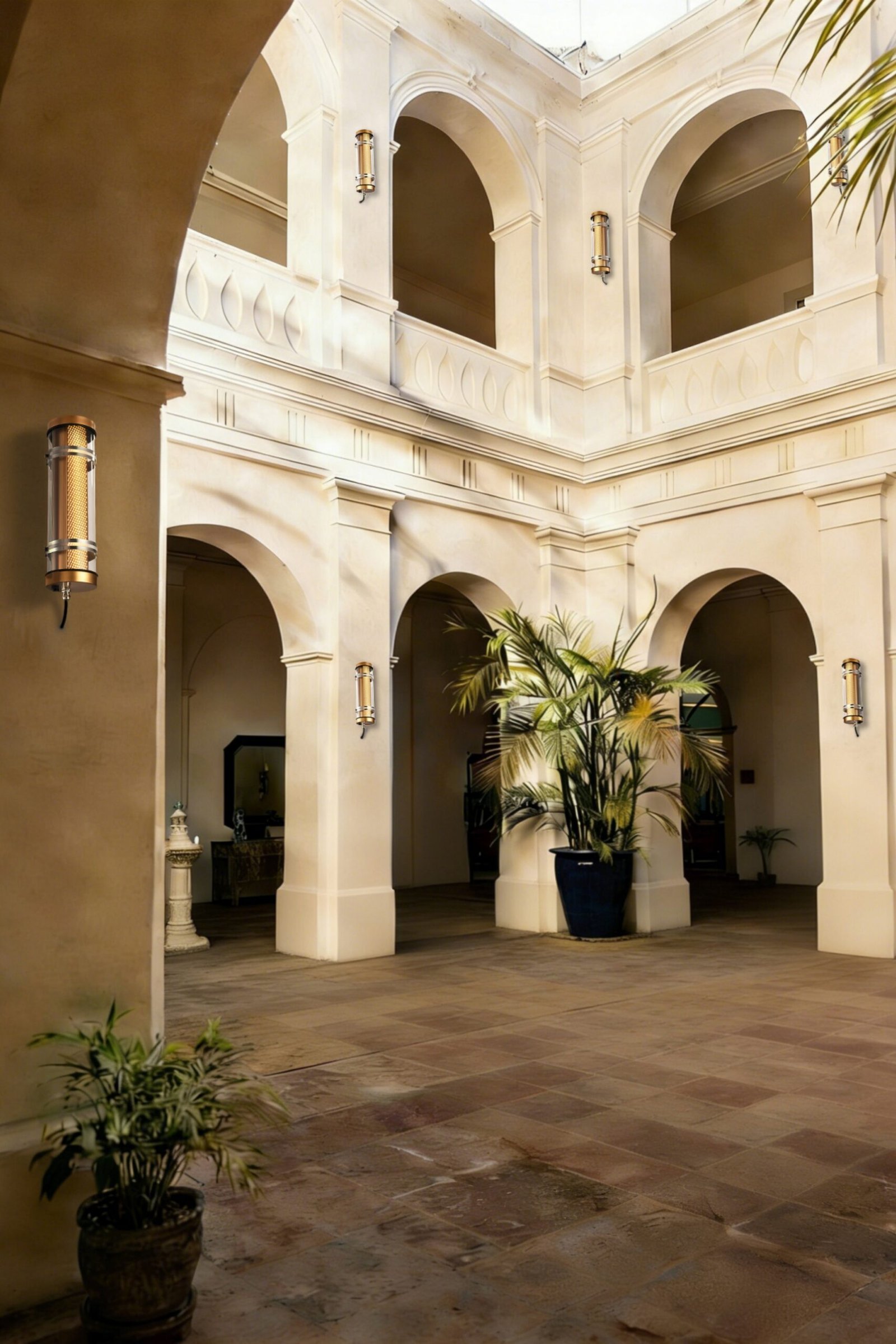 Arno Architectural Tubular Luminaire Arno IP67 IK10 architectural tubular wall lights installed on an outdoor building façade for long-term weather-resistant lighting