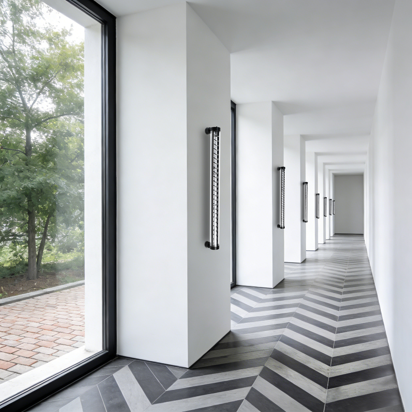 Aero Architectural Tubular Luminaire AREO adjustable architectural tubular wall light with aluminum louvers, direct wall mounting, single or double sided emission