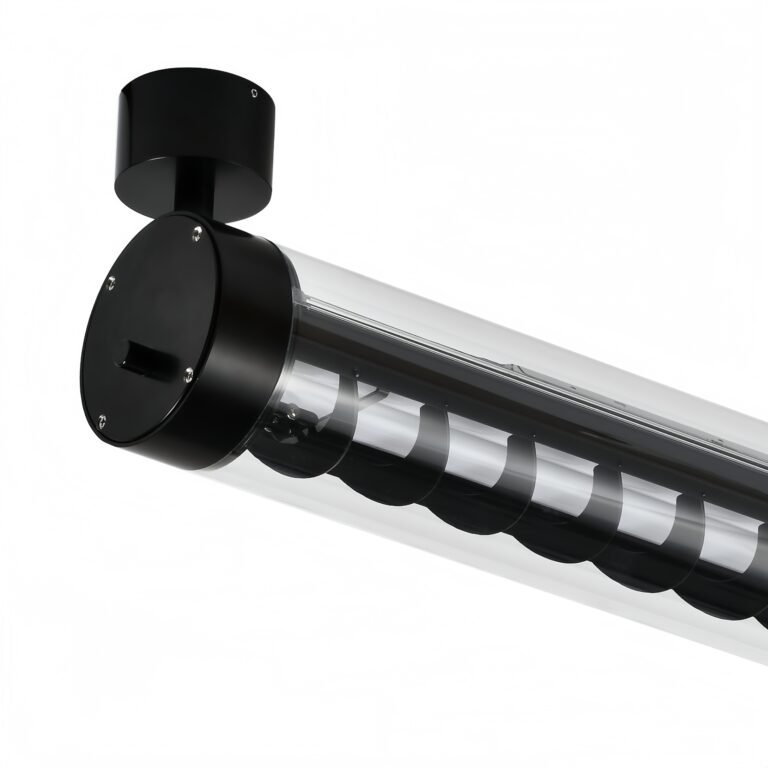 AREO adjustable architectural tubular wall light with aluminum louvers, direct wall mounting, single or double sided emission