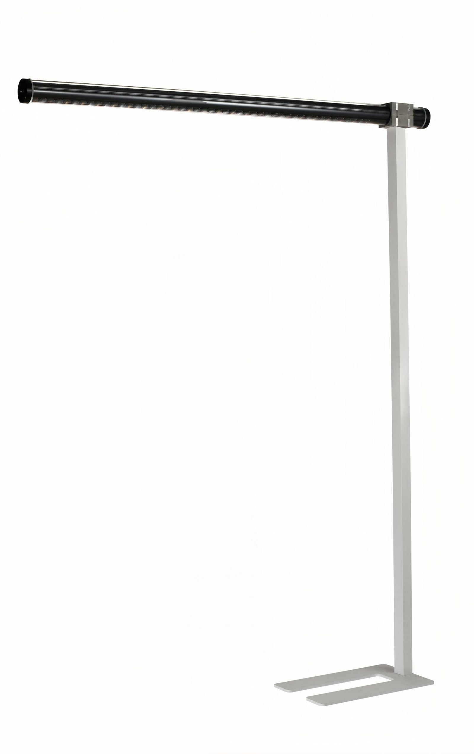 Linea Task architectural linear floor lamp with horizontal tubular head and integrated glare-control optics