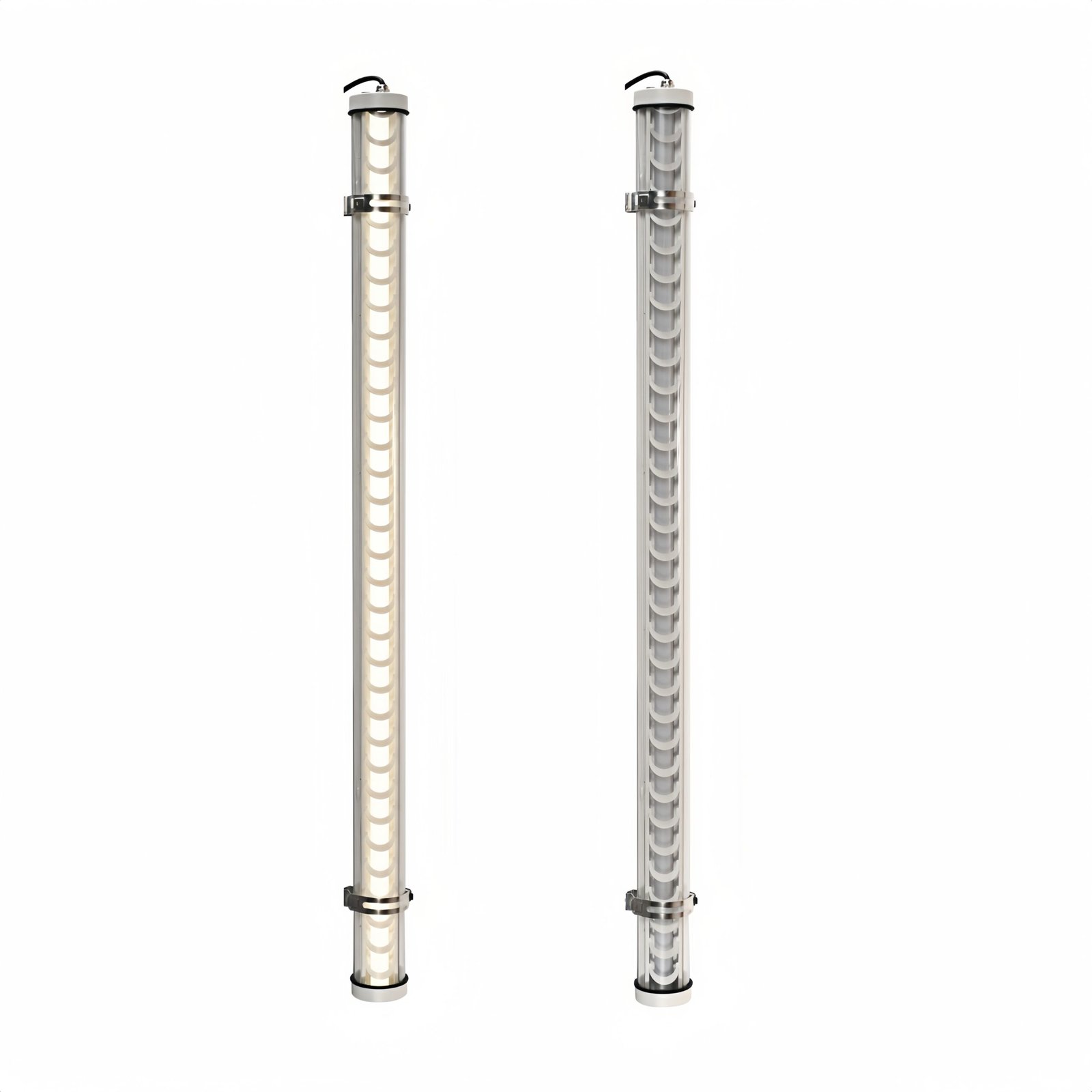 Matisse Architectural Tubular Luminaire White architectural tubular LED light with metal grille and mounting brackets