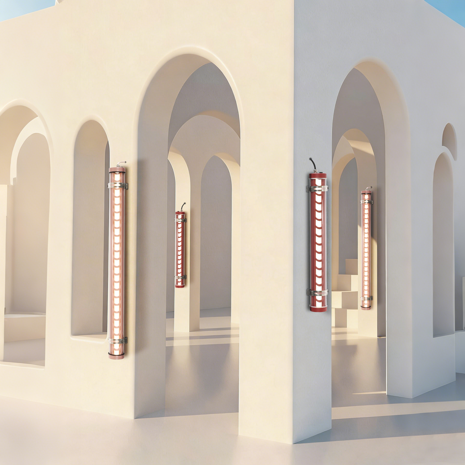 Matisse Architectural Tubular Luminaire MANI architecture tubular different colors and finishes wall mounted and suspension installation