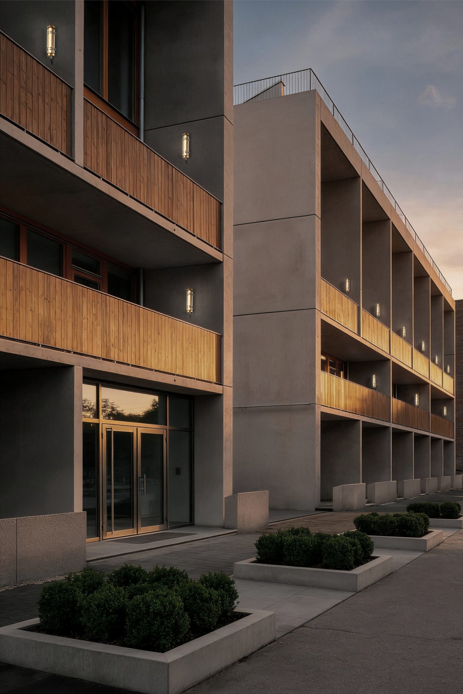 Arno Architectural Tubular Luminaire Arno IP67 IK10 architectural tubular wall lights installed on an outdoor building façade for long-term weather-resistant lighting