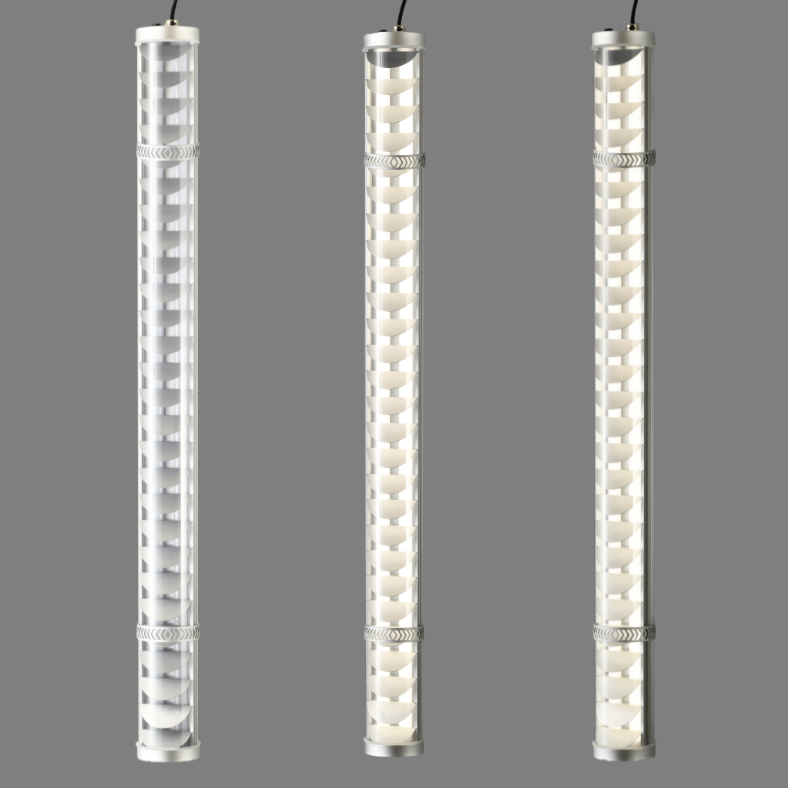 Corbusier Architectural Tubular Luminaire Corbusier decorative architectural tubular light with silver metal grille and transparent polycarbonate tube