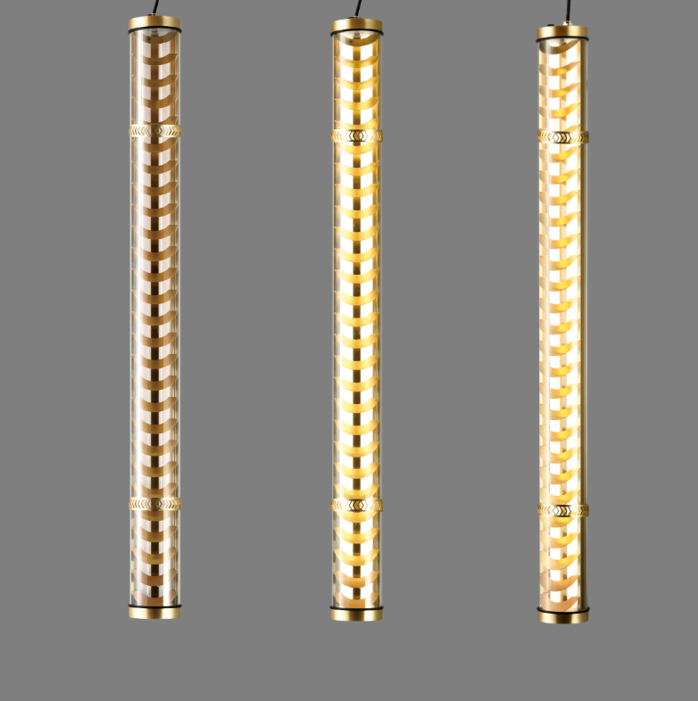 Corbusier Architectural Tubular Luminaire Corbusier decorative architectural tubular light with brass metal grille and transparent polycarbonate tube