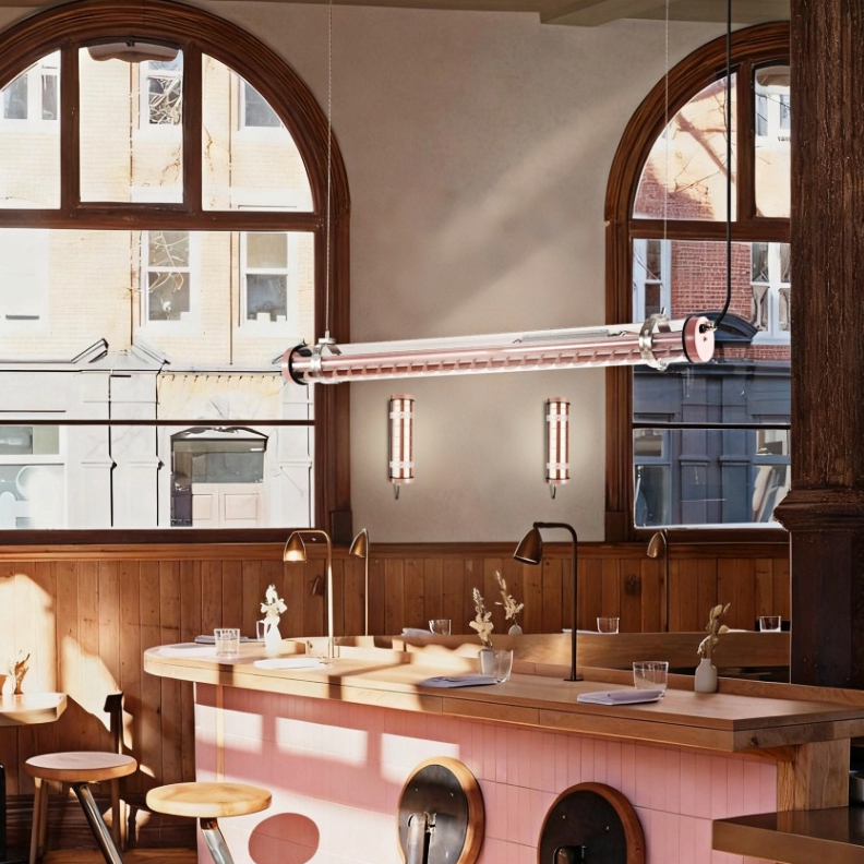 Matisse Architectural Tubular Luminaire architectural tubular LED light with internal louver and stainless steel mounting rings