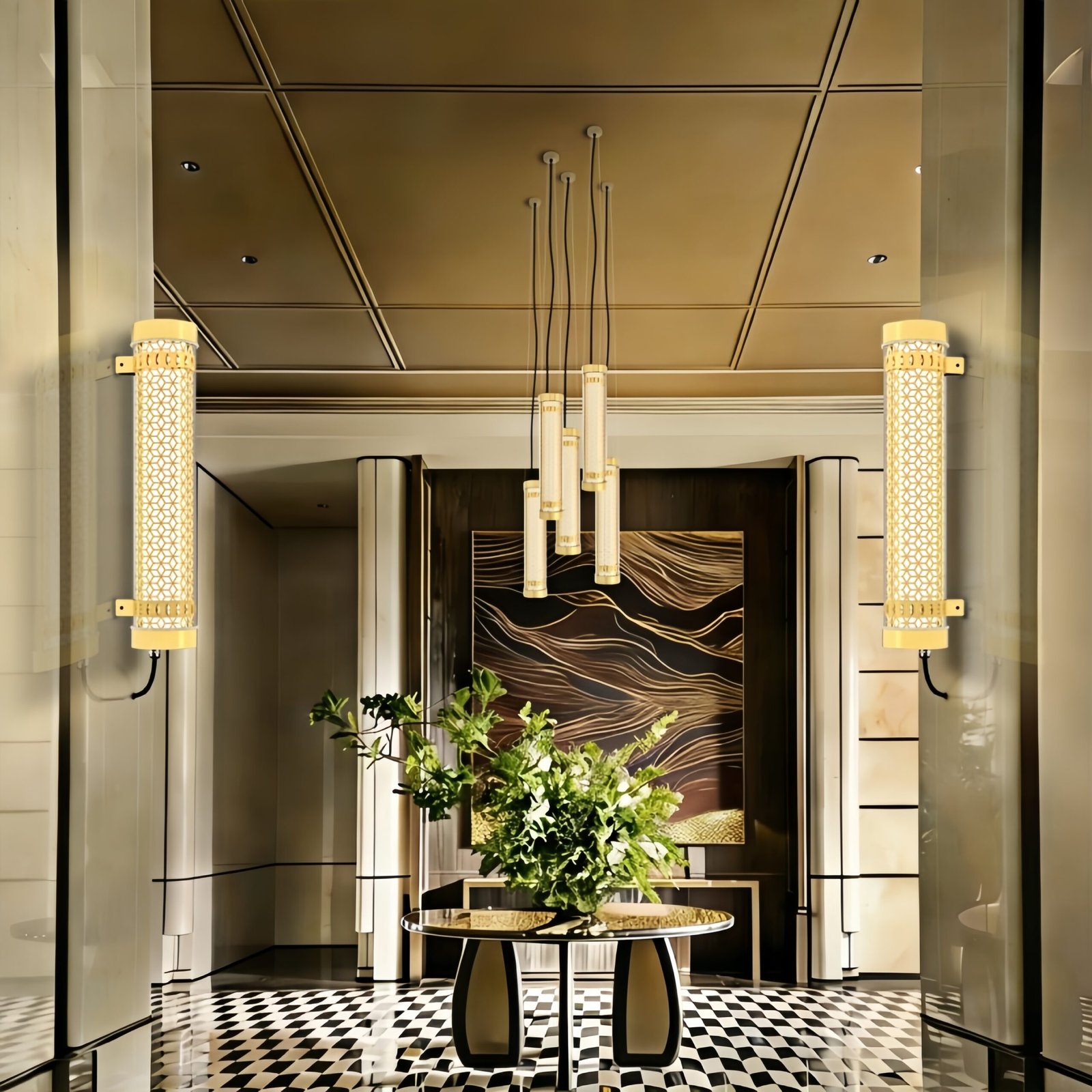 Architectural tubular luminaires integrated into interior space combining performance and design