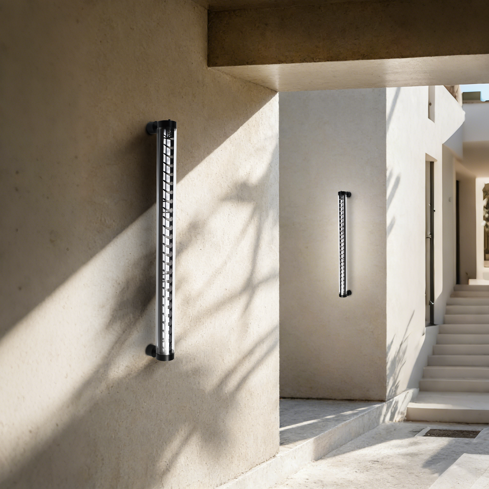 Aero Architectural Tubular Luminaire AREO adjustable tubular wall light with aluminum louver system