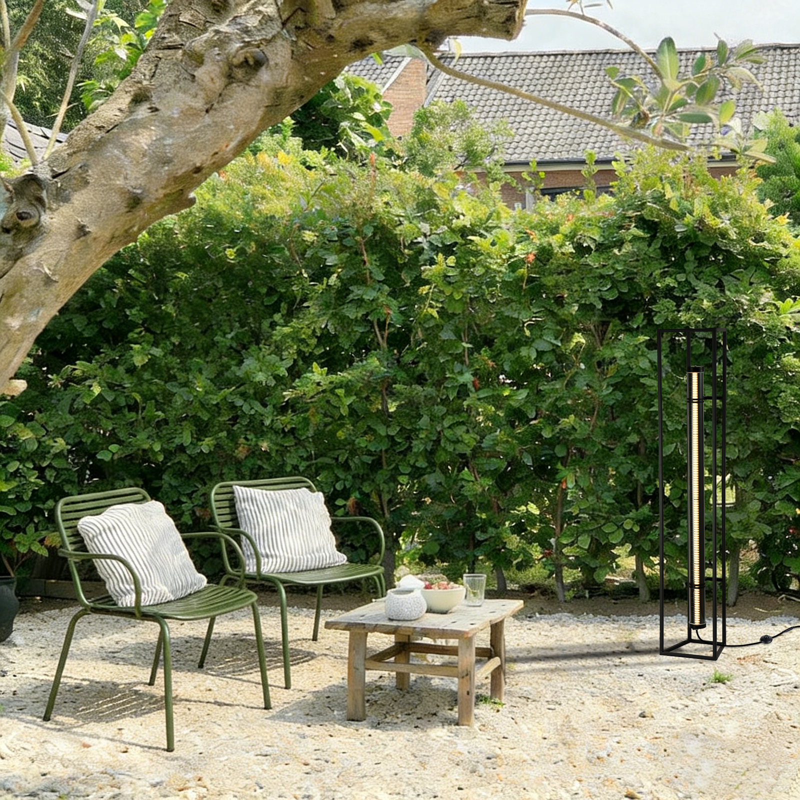 Frame Tower Architectural Tubular Floor Lamp MANI designer floor lamp with tubular light and minimalist trapezoidal structure