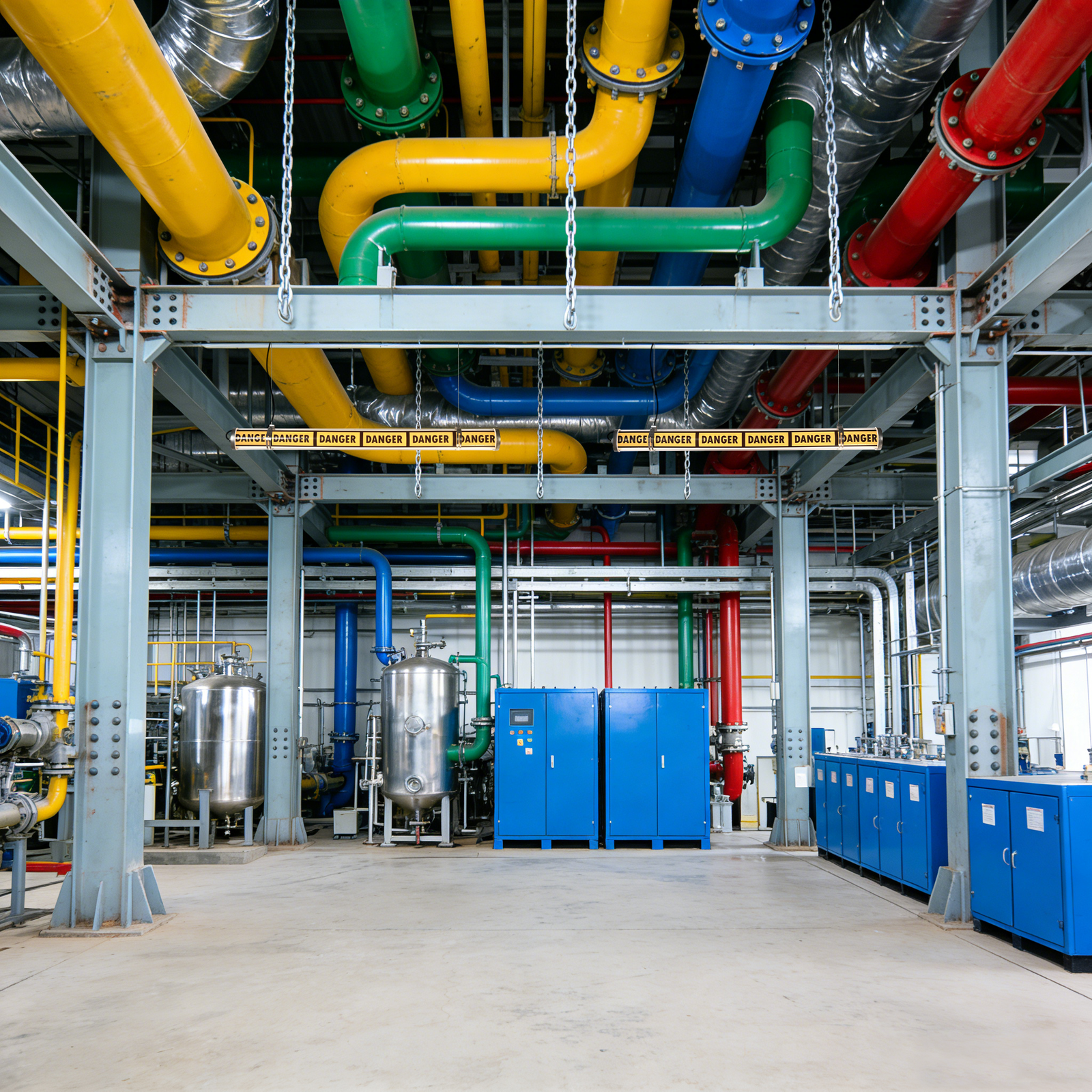 MANI Transparent tubular luminaire with custom safety graphics by sticker or UV printing