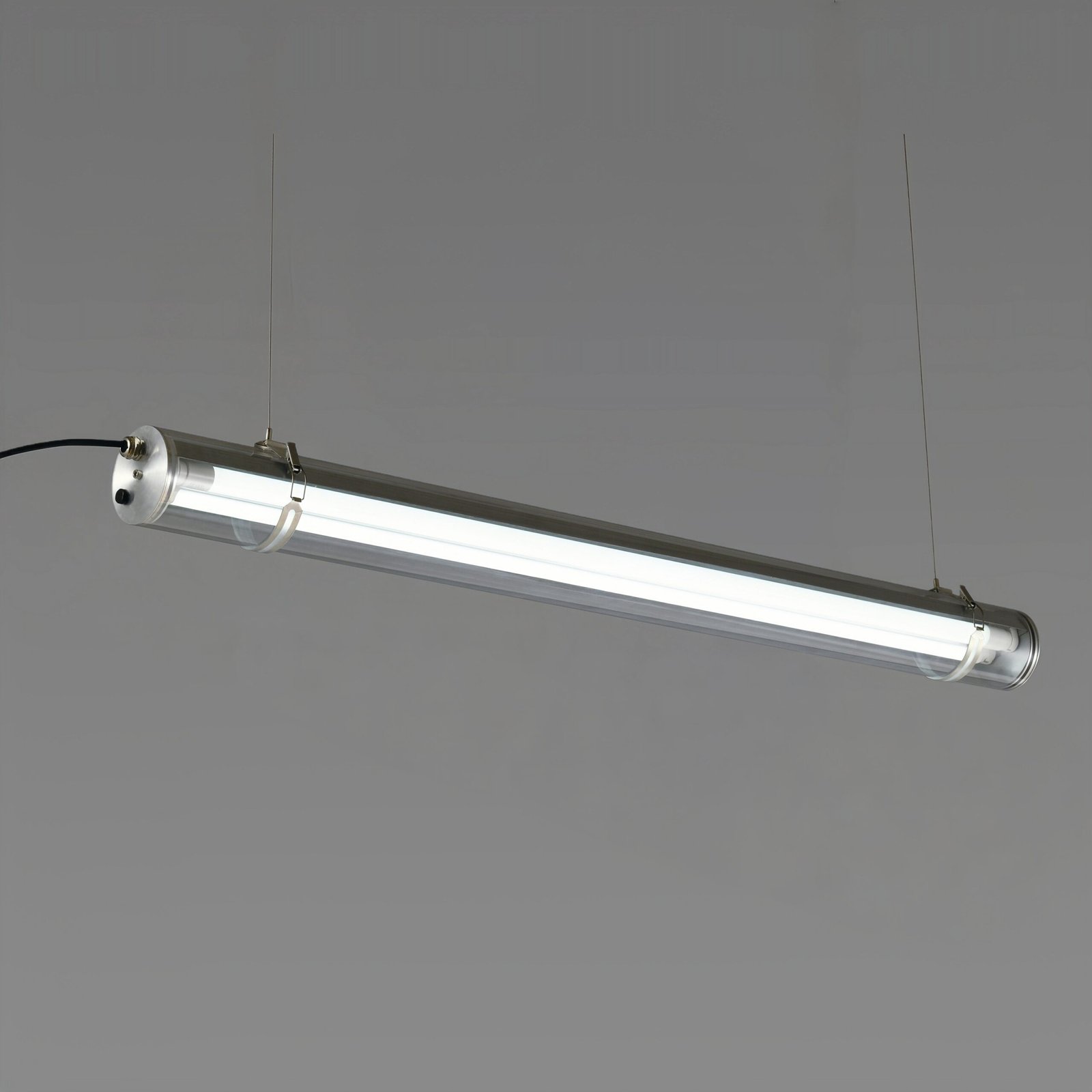 Swap Commercial LED Tri Proof T8 Tubular MANI Commercial tubular luminaire featuring an internal replaceable T8 LED tube, suitable for suspension or surface mounting