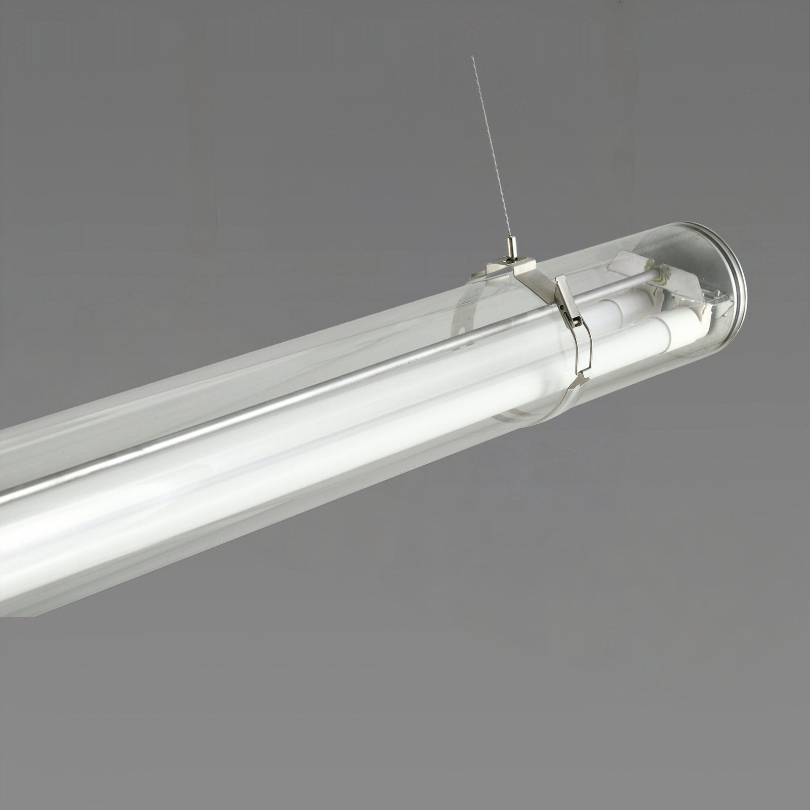 Swap Commercial LED Tri Proof T8 Tubular MANI Commercial tubular luminaire featuring an internal replaceable T8 LED tube, suitable for suspension or surface mounting
