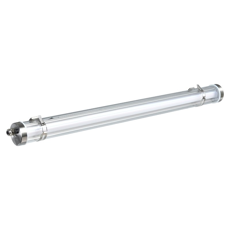 High strength protection industrial tubular tri-proof LED light with IK10, IP67, UV resistance and 960°C glow-wire resistance