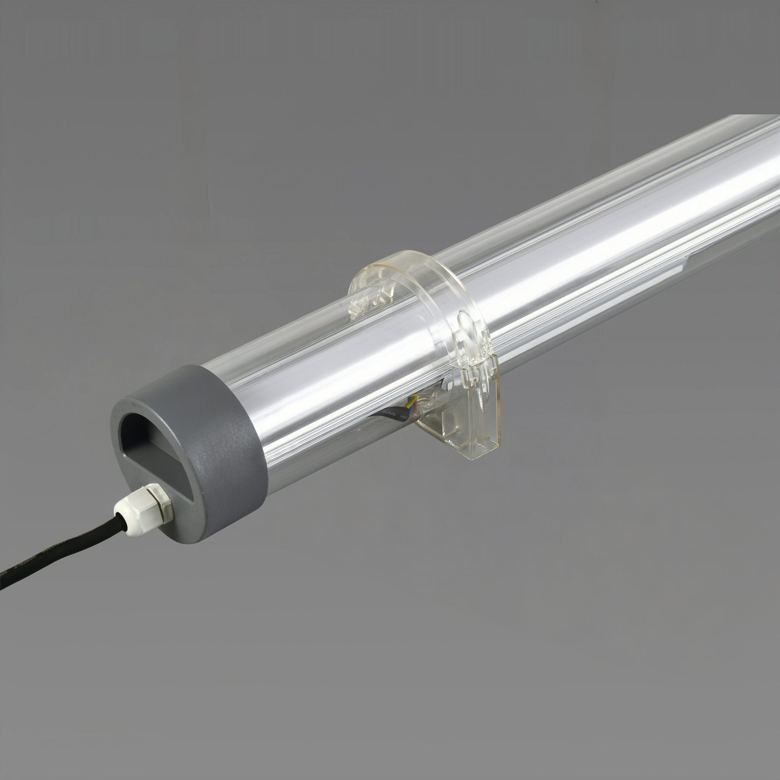 MANI IP65 IK10 tubular LED luminaire with redesigned end caps, impact-resistant polycarbonate housing