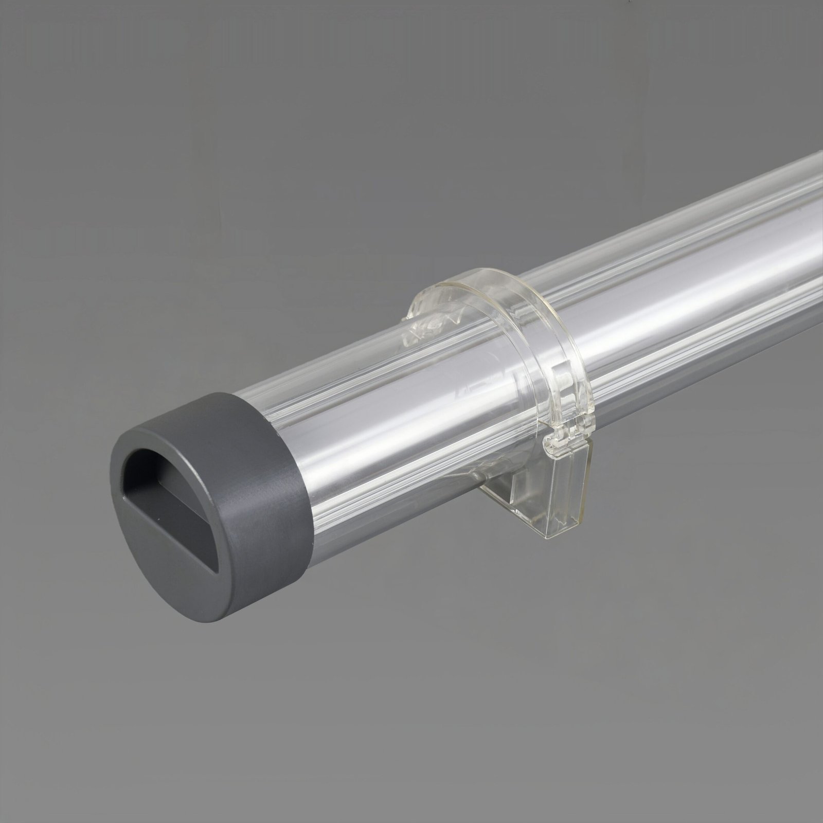 MANI IP65 IK10 tubular LED luminaire with redesigned end caps, impact-resistant polycarbonate housing