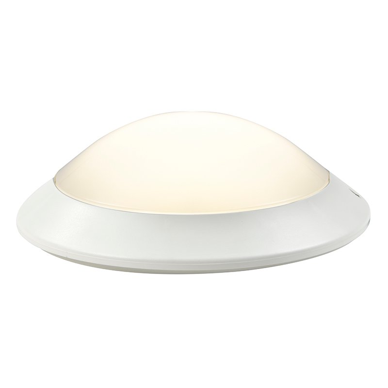MC-802 Ceiling Light MANI MC-802 round LED bulkhead ceiling light in white finish with opal diffuser