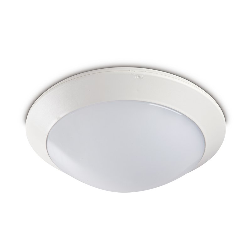 MC-802 Ceiling Light MANI MC-802 round LED bulkhead ceiling light in white finish with opal diffuser